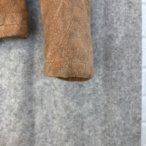 Vintage Casablanca Suede Leather Jacket Womens S Brown Zip Front Retro Coat - Picture 9 of 16